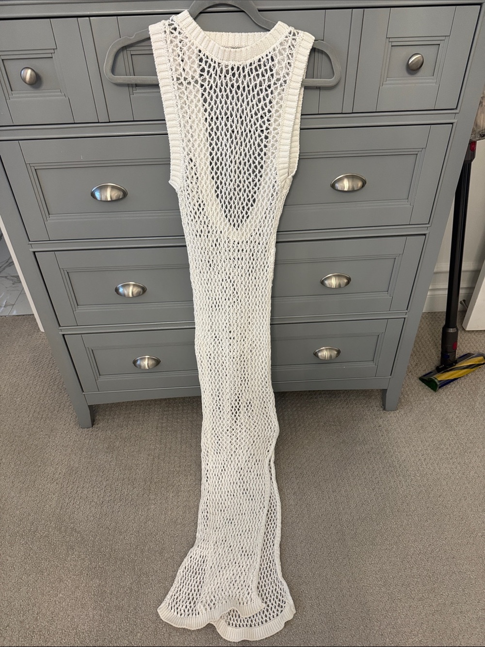 Beach Riot White Crochet Knit Swim Coverup Maxi